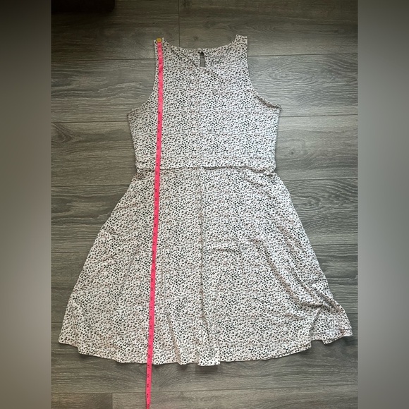 Pact White Pink Green Floral Sleeveless Knee Length Skater Dress Size L Spring - Picture 5 of 10